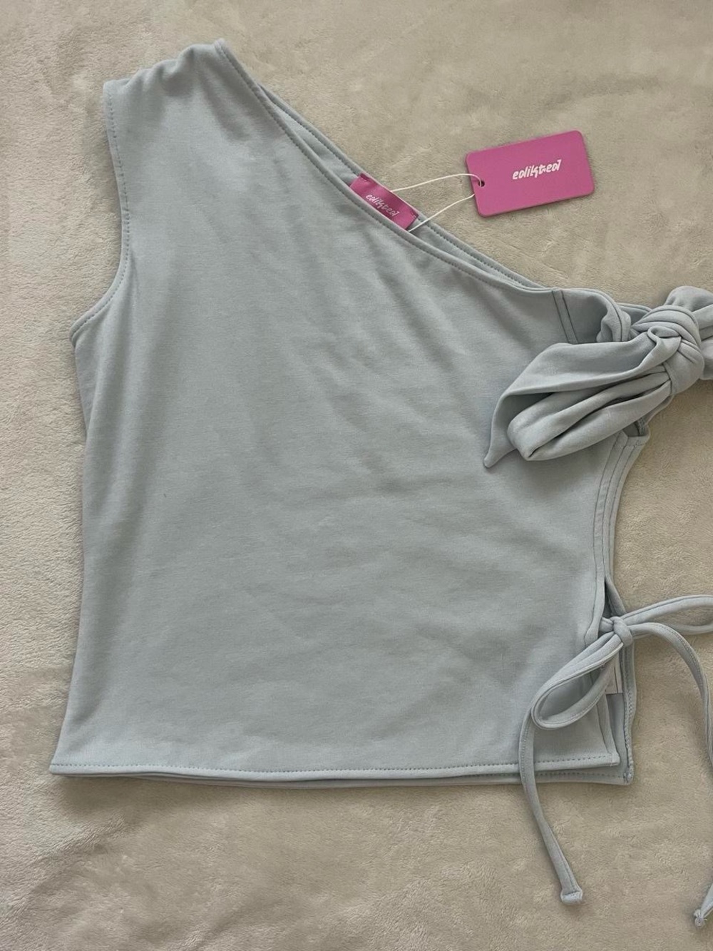 Edikted off the shoulder baby blue top